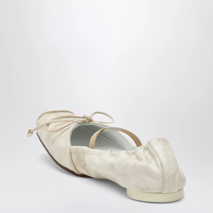 MM6 Maison Margiela - Light beige square-toe calfskin ballerina flats