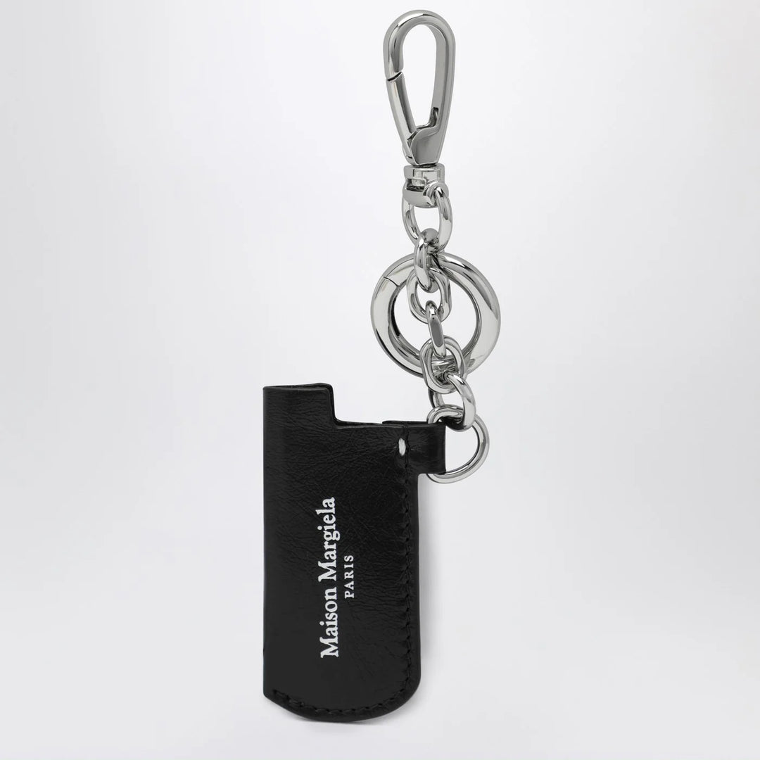 Maison Margiela - Black leather key holder with logo