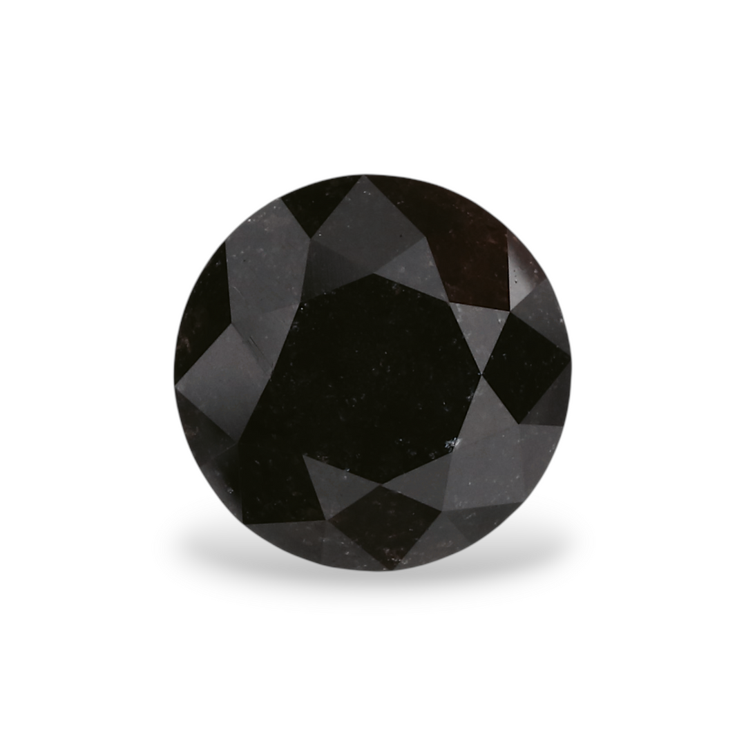 1.69 Carat Natural Black Round Diamond GIA