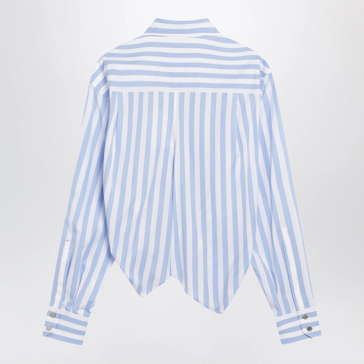 Sportmax - Striped cotton poplin shirt in light blue