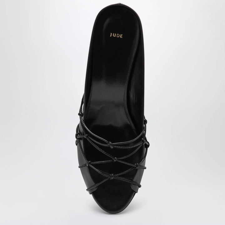 Jude - Knotty black leather slide sandals