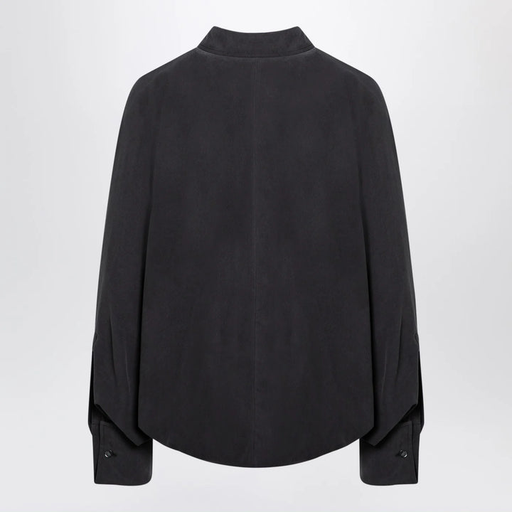 Max Mara - Anthracite grey silk body shirt