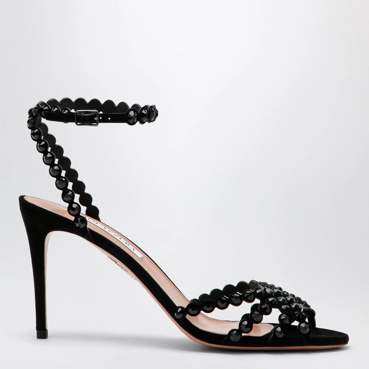 Aquazzura - Tequila black sandals in suede with crystals