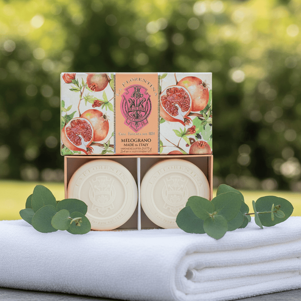 La Florentina Pomegranate 2 Round Soaps 115g Brand 115g 2 Bar Soaps Gift Boxed