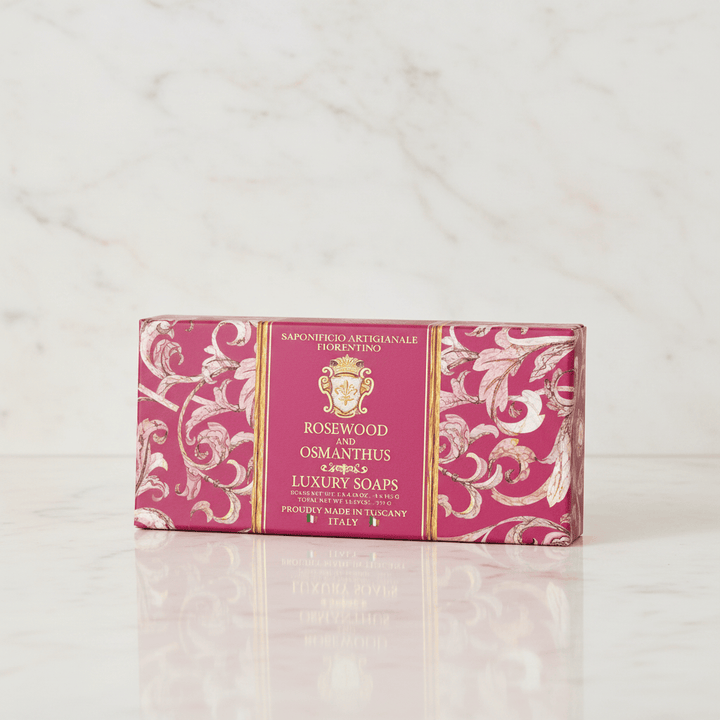 Saponificio Artigianale Fiorentino Rosewood and Osmanthus Bars Soap 3x125g Brand 125g Set of 3 Bar Soaps