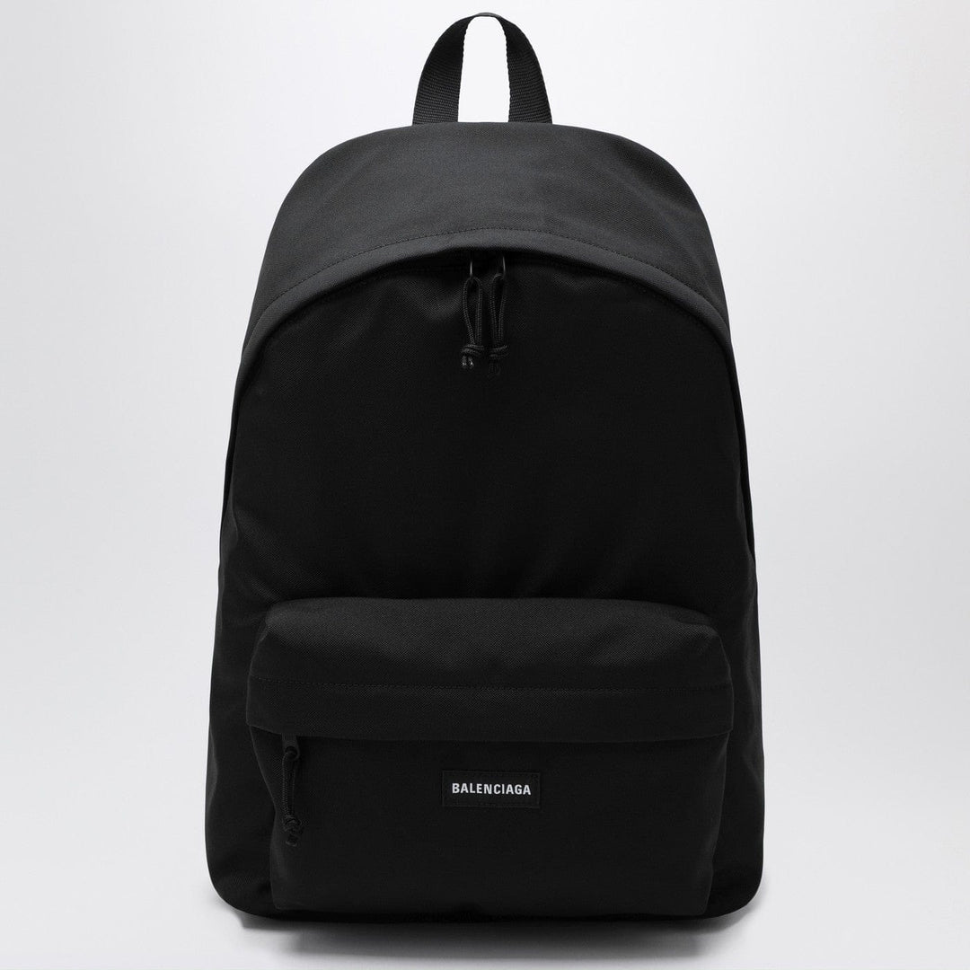 Apparel &amp; Accessories TU Balenciaga - Black Explorer backpack with logo patch Brand
