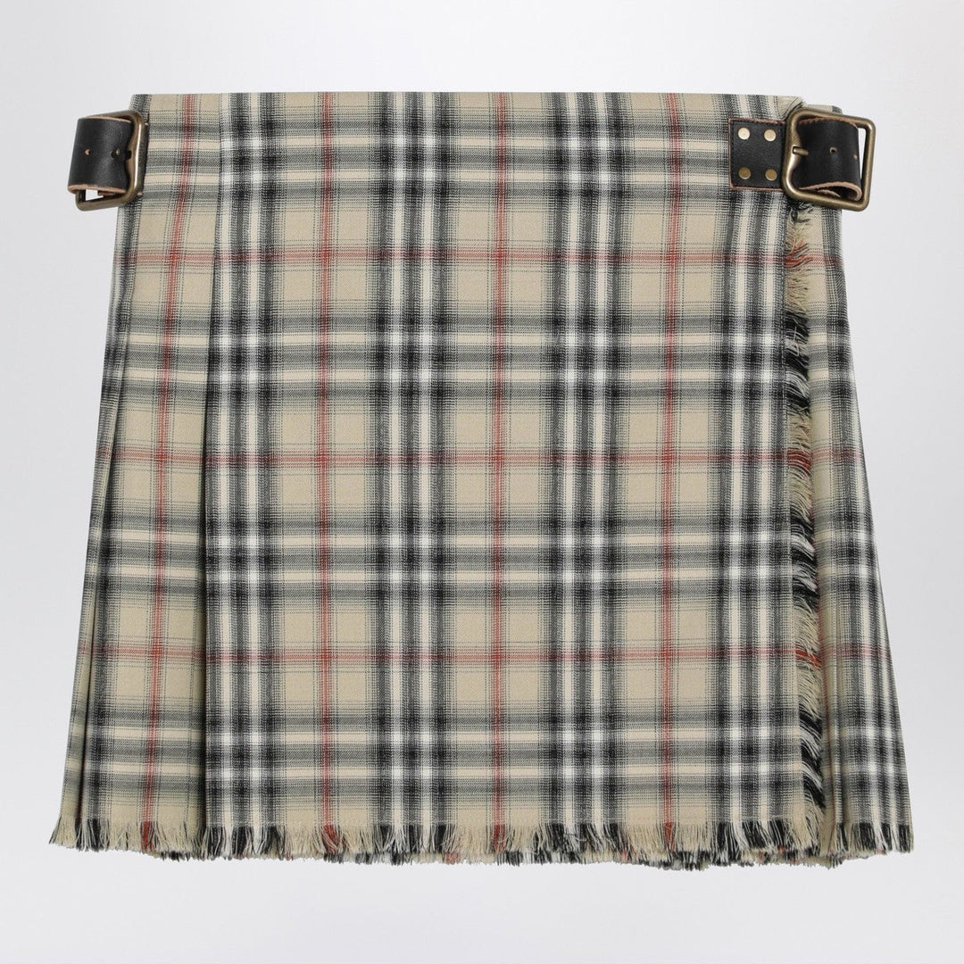 Apparel &amp; Accessories Burberry - Beige wool mini kilt with Check pattern Brand