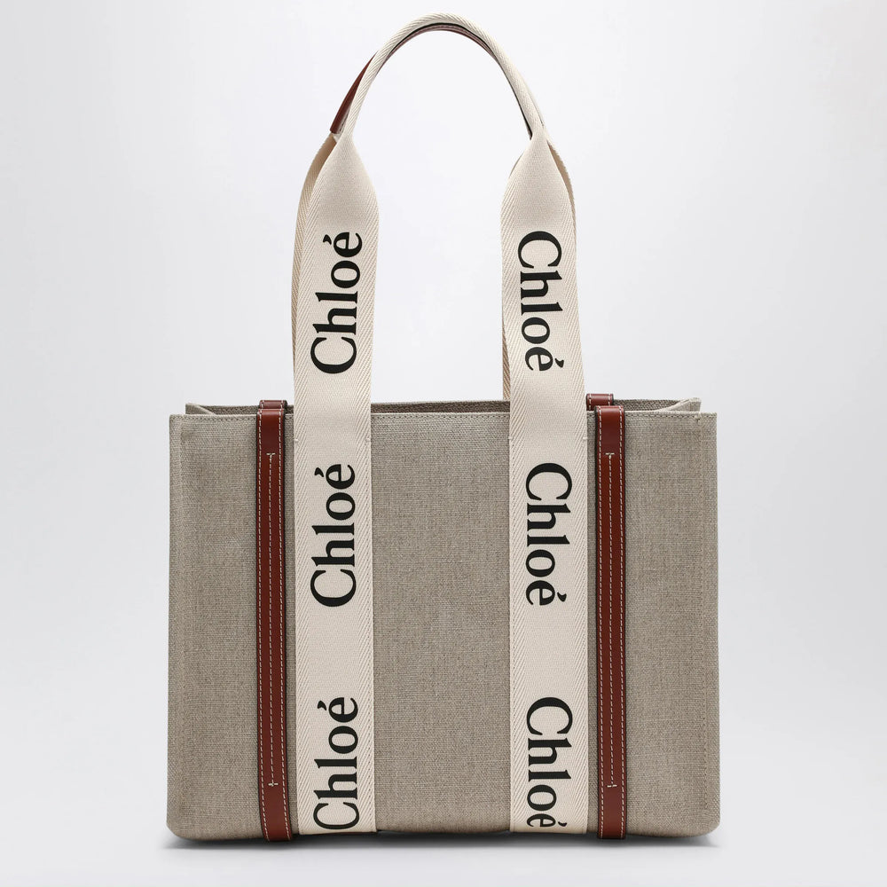 Chloé - Woody medium bag in beige canvas Brand Apparel & Accessories U