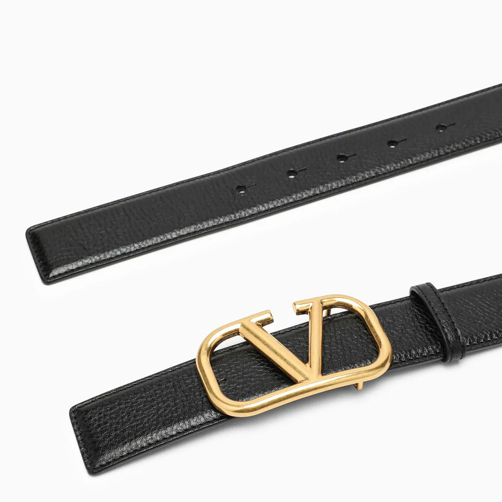 Valentino Garavani - Vlogo black/gold leather belt Brand Apparel & Accessories > Clothing Accessories > Belts 105 EU