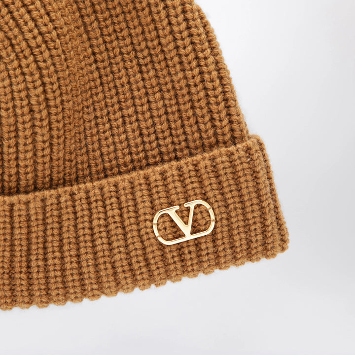 Valentino Garavani - Camel Vlogo Signature cashmere beanie Brand Apparel &amp; Accessories > Clothing Accessories > Hats U