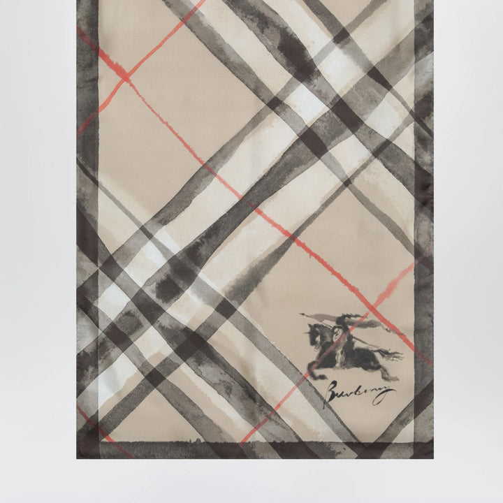 Burberry - Large Check silk scarf in sand color Brand Apparel &amp; Accessories > Clothing Accessories > Scarves &amp; Shawls TU