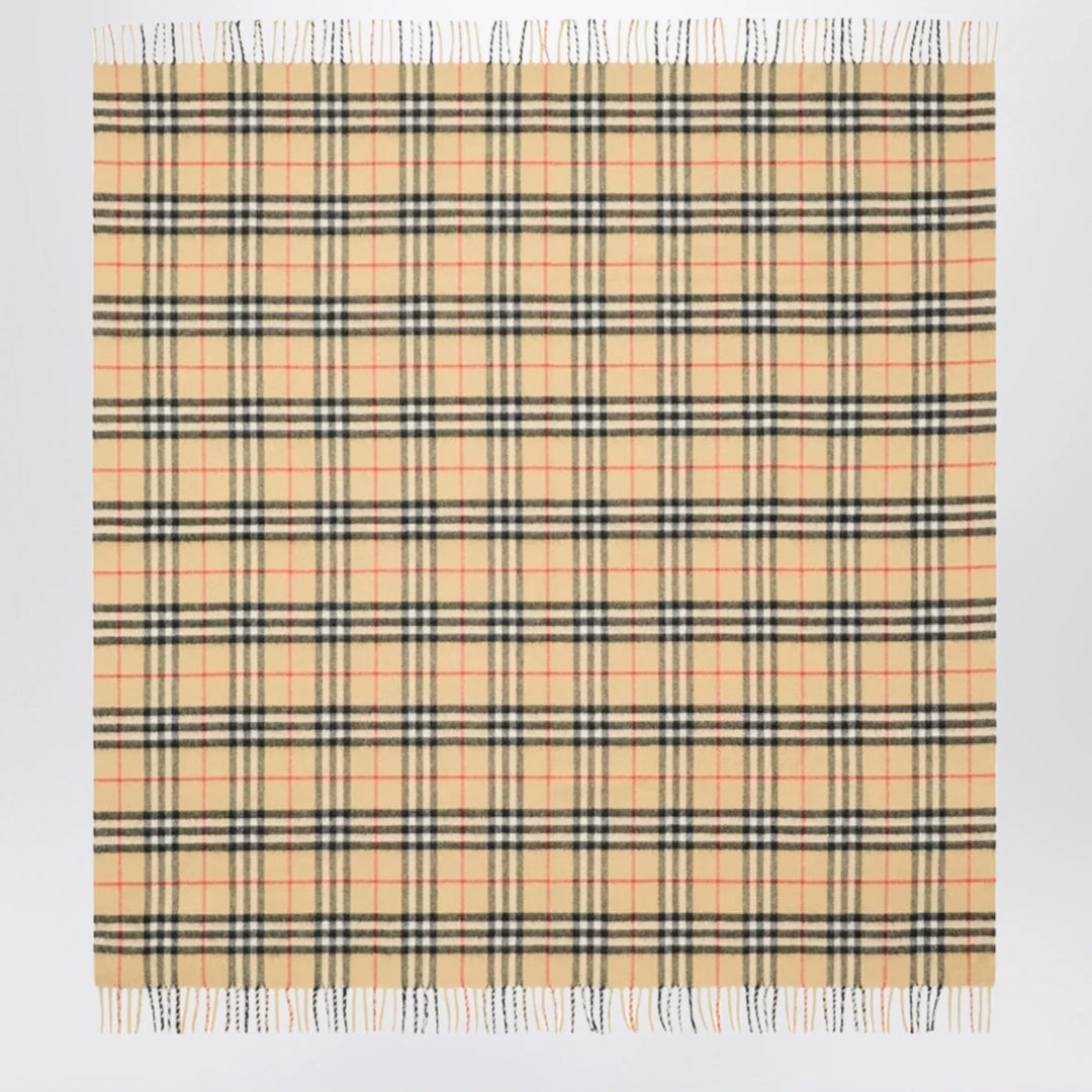 Burberry - Sand beige Check wool scarf Brand Apparel &amp; Accessories > Clothing Accessories > Scarves &amp; Shawls TU