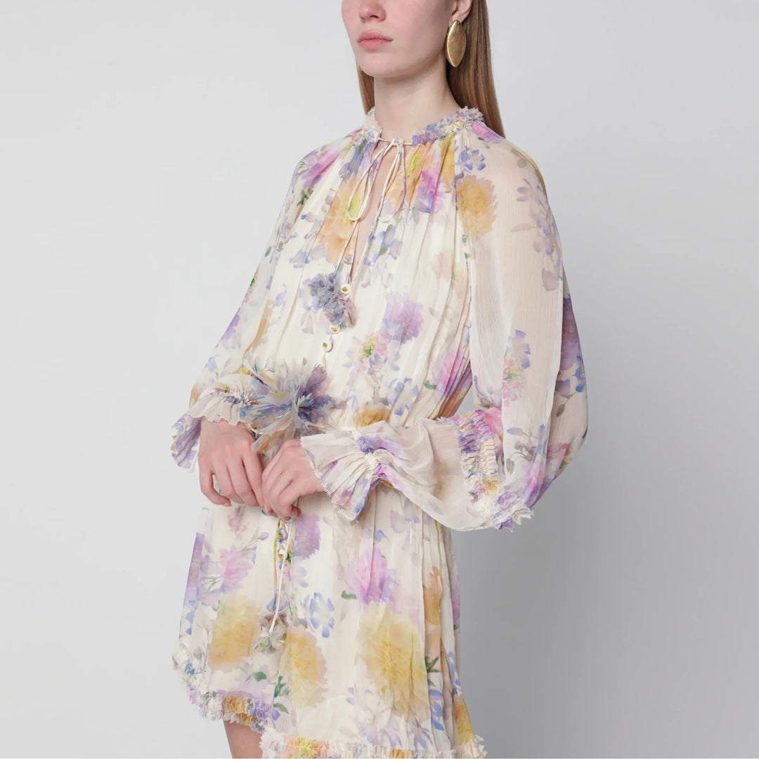ZIMMERMANN - Cream short jumpsuit with floral pattern Brand Apparel &amp; Accessories > Clothing > One-Pieces > Jumpsuits &amp; Rompers
