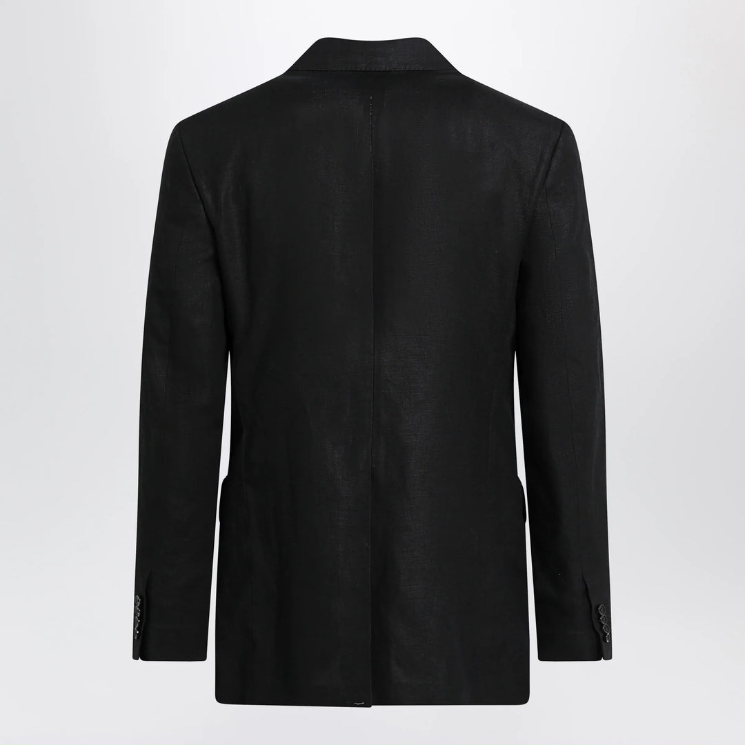 Dolce&amp;Gabbana - Single-breasted jacket in black linen canvas Brand Apparel &amp; Accessories > Clothing > Outerwear > Coats &amp; Jackets 48 IT
