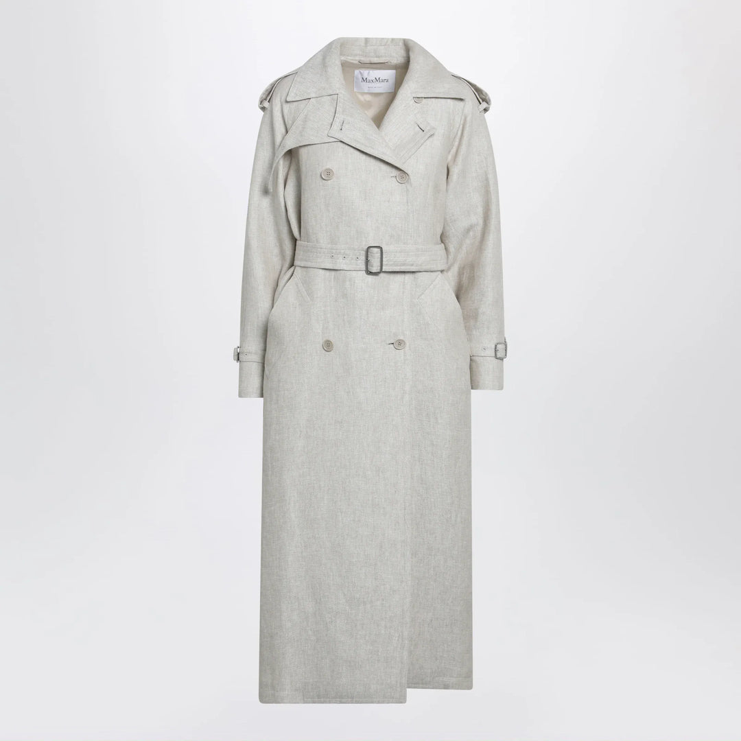 Max Mara - Sand-coloured double-breasted duster coat in linen drill Brand Apparel &amp; Accessories > Clothing > Outerwear > Coats &amp; Jackets 40  IT