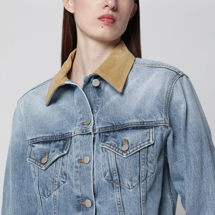 Róhe - Blue denim jacket with suede collar Brand Apparel &amp; Accessories > Clothing > Outerwear > Coats &amp; Jackets