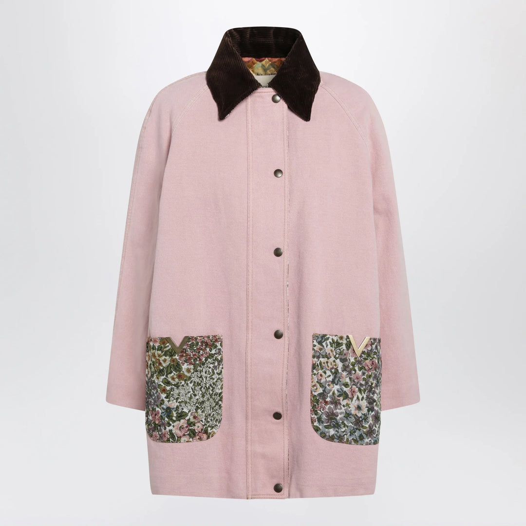 Valentino - Pink denim caban jacket Brand Apparel & Accessories > Clothing > Outerwear > Coats & Jackets 40  IT