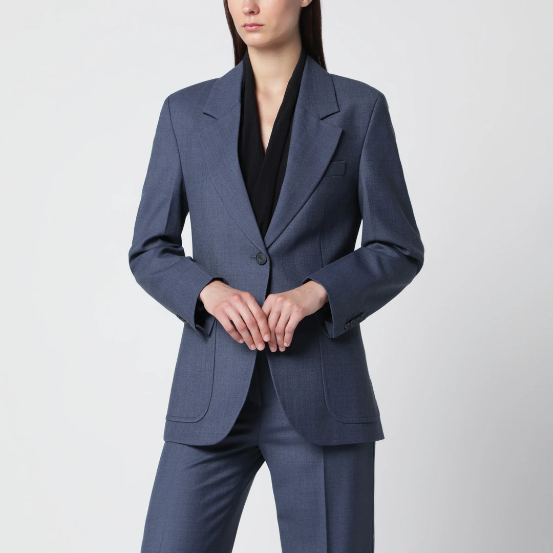 Victoria Beckham - Katherine single-breasted jacket in blue mélange wool blend Brand Apparel &amp; Accessories > Clothing > Outerwear > Coats &amp; Jackets 10 UK