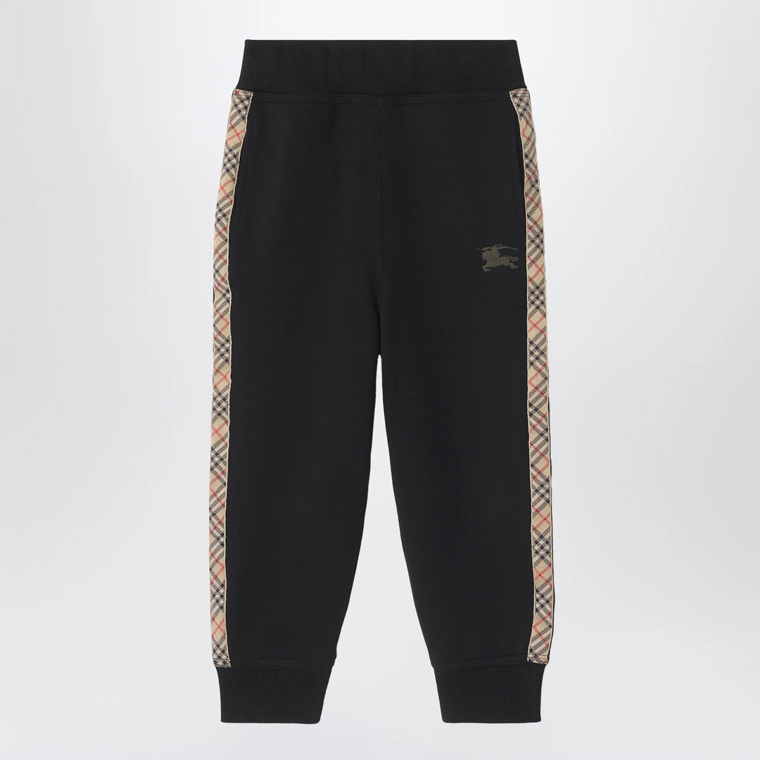 Burberry - Black jogging trousers with Check motif detail Brand Apparel & Accessories > Clothing > Pants 8Y