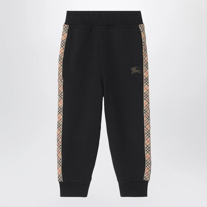 Burberry - Black jogging trousers with Check motif detail Brand Apparel &amp; Accessories > Clothing > Pants 8Y