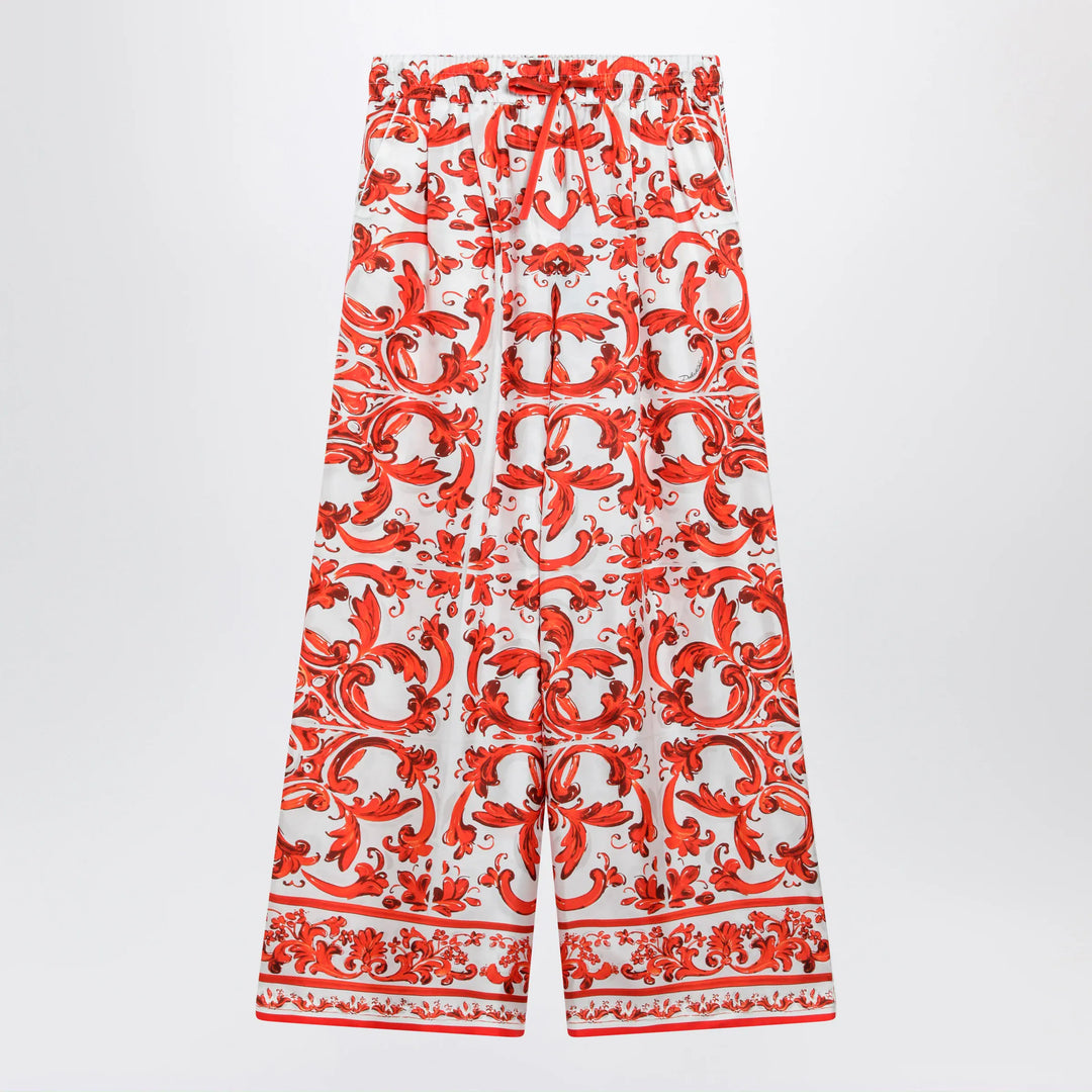 Dolce&amp;Gabbana - Wide-leg maiolica-print silk pants in orange Brand Apparel &amp; Accessories > Clothing > Pants 44  IT
