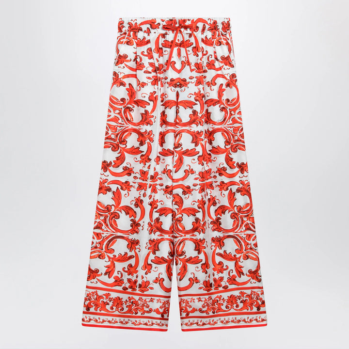 Dolce&amp;Gabbana - Wide-leg maiolica-print silk pants in orange Brand Apparel &amp; Accessories > Clothing > Pants 44  IT