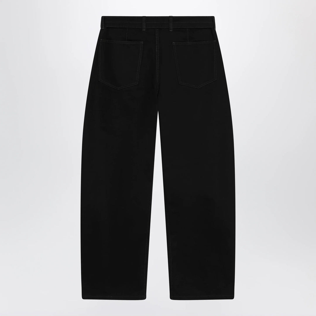 LEMAIRE - Black cotton trousers with belt Brand Apparel &amp; Accessories > Clothing > Pants