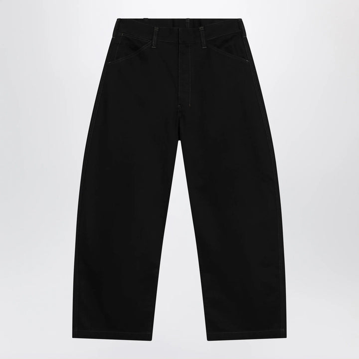 LEMAIRE - Black wide-leg cotton trousers Brand Apparel &amp; Accessories > Clothing > Pants