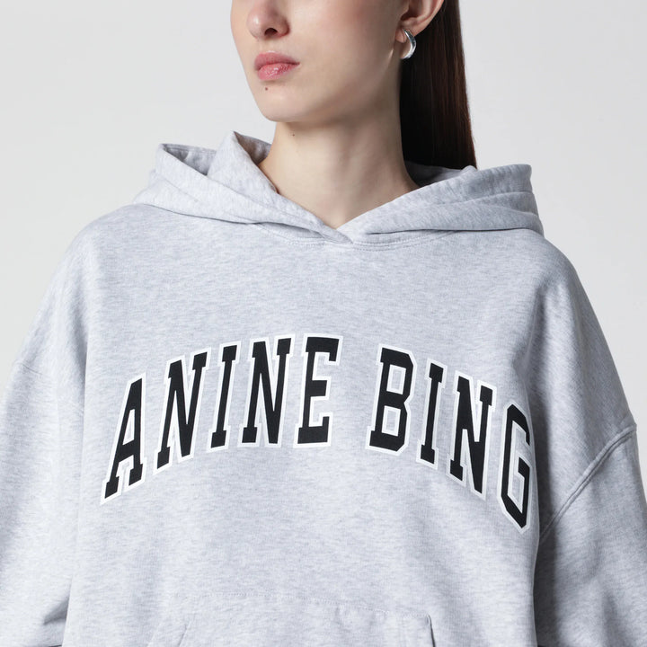 ANINE BING - Harvey New Classic oversized cotton hoodie in grey Brand Apparel &amp; Accessories > Clothing > Shirts &amp; Tops