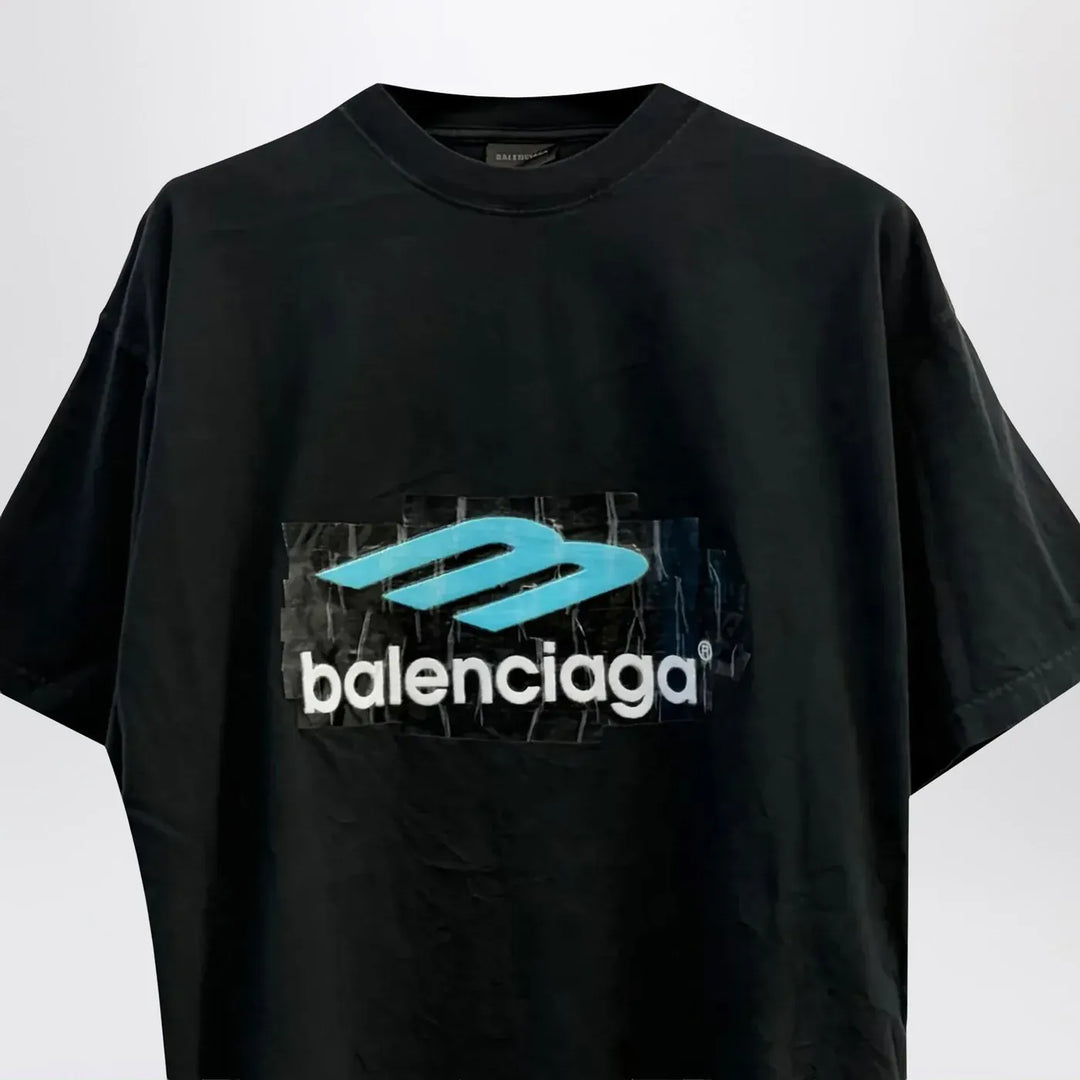 Balenciaga - Oversized washed black 3B T-shirt Brand Apparel &amp; Accessories > Clothing > Shirts &amp; Tops