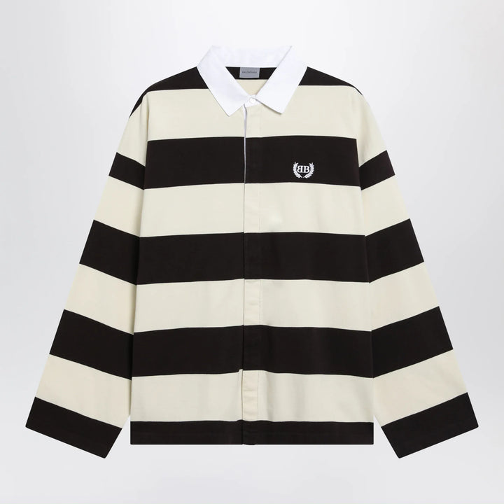 Balenciaga - Striped jersey polo shirt in cotton, brown Brand Apparel &amp; Accessories > Clothing > Shirts &amp; Tops S