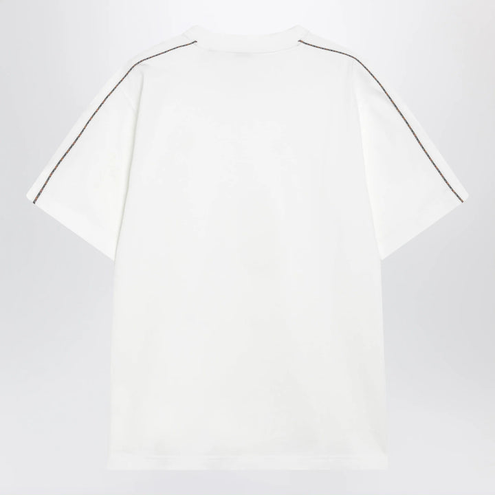 Burberry - Cotton T-shirt with Check trim in Chalk Brand Apparel &amp; Accessories > Clothing > Shirts &amp; Tops