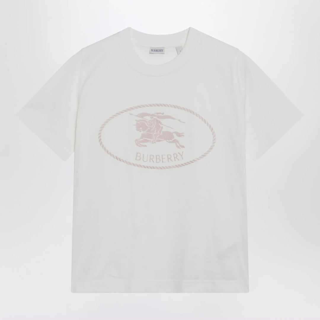 Burberry - White T-shirt with Knight Stamp Brand Apparel &amp; Accessories > Clothing > Shirts &amp; Tops XS