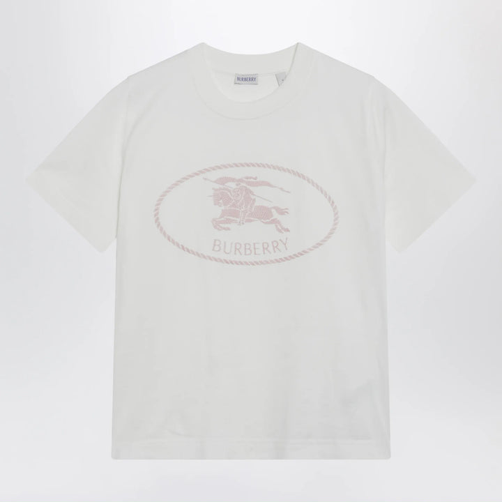 Burberry - White T-shirt with Knight Stamp Brand Apparel &amp; Accessories > Clothing > Shirts &amp; Tops XS
