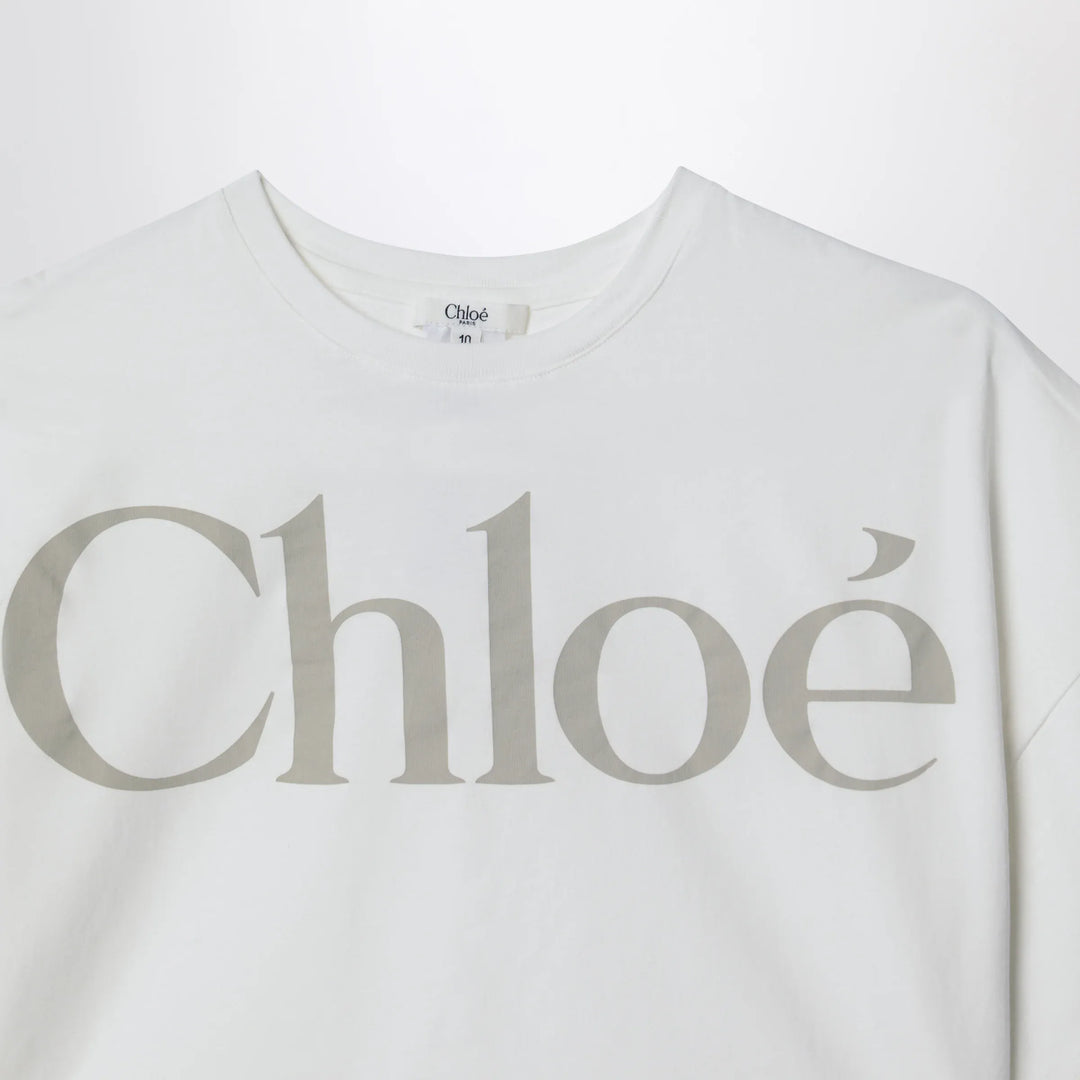 Chloé - White cropped T-shirt with logo print Brand Apparel &amp; Accessories > Clothing > Shirts &amp; Tops 8