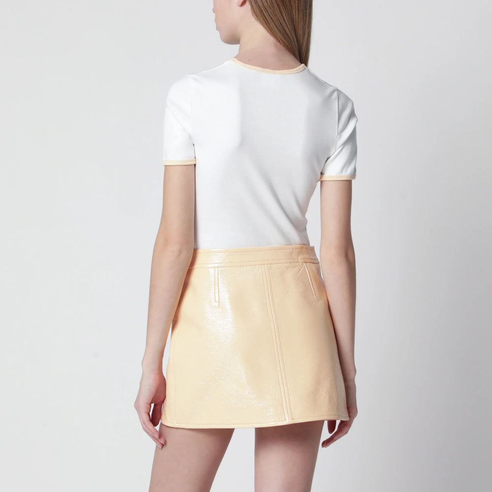 Courrèges - White/blue contrast cotton crew-neck T-shirt Brand Apparel & Accessories > Clothing > Shirts & Tops