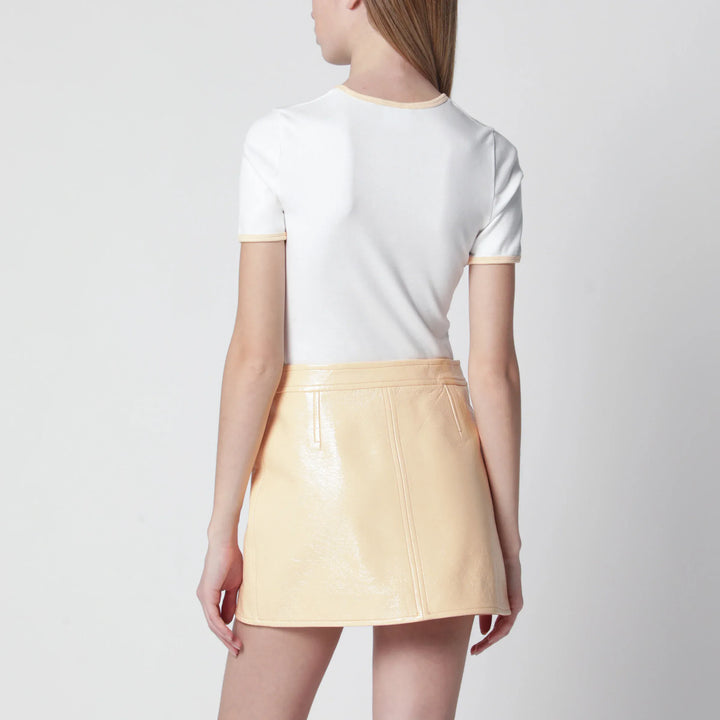 Courrèges - White/blue contrast cotton crew-neck T-shirt Brand Apparel &amp; Accessories > Clothing > Shirts &amp; Tops