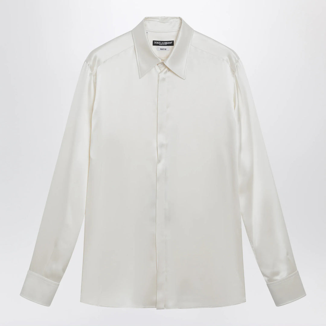 Dolce&amp;Gabbana - Martini silk satin shirt in white Brand Apparel &amp; Accessories > Clothing > Shirts &amp; Tops 40