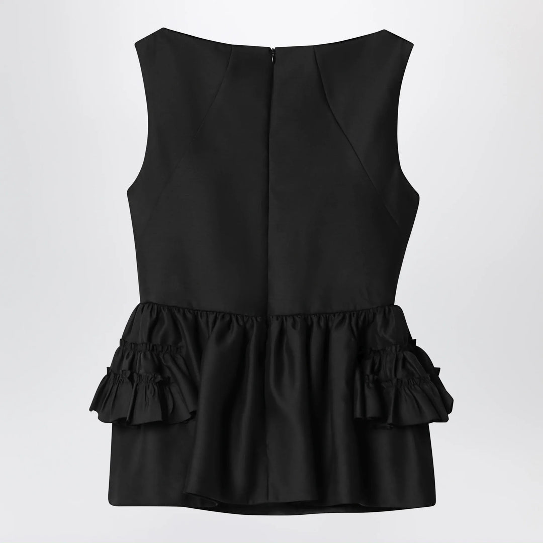Dries Van Noten - Black wool and silk ruffled top Brand Apparel &amp; Accessories > Clothing > Shirts &amp; Tops 38  FR