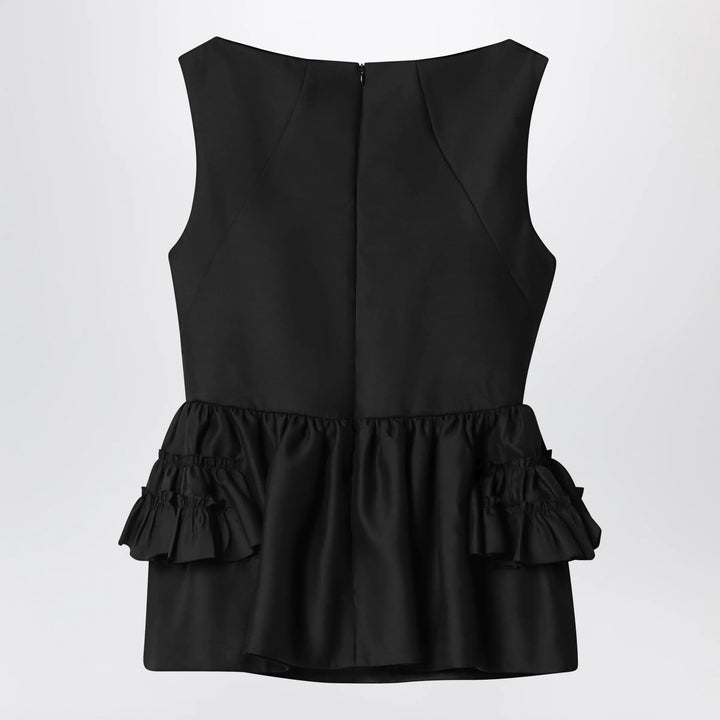 Dries Van Noten - Black wool and silk ruffled top Brand Apparel &amp; Accessories > Clothing > Shirts &amp; Tops 38  FR