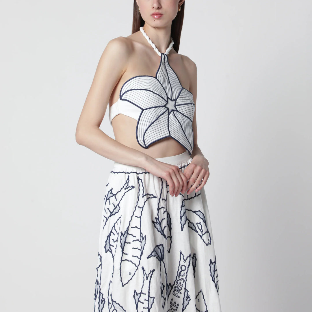FARM Rio - Coast Stars cropped top in linen blend Brand Apparel & Accessories > Clothing > Shirts & Tops XS