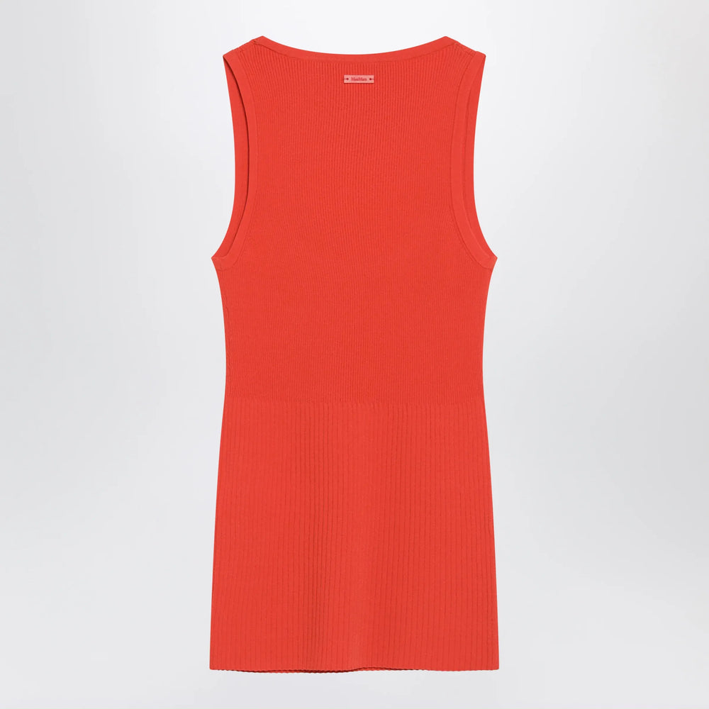 Max Mara - Coral red ribbed technical yarn top Brand Apparel & Accessories > Clothing > Shirts & Tops