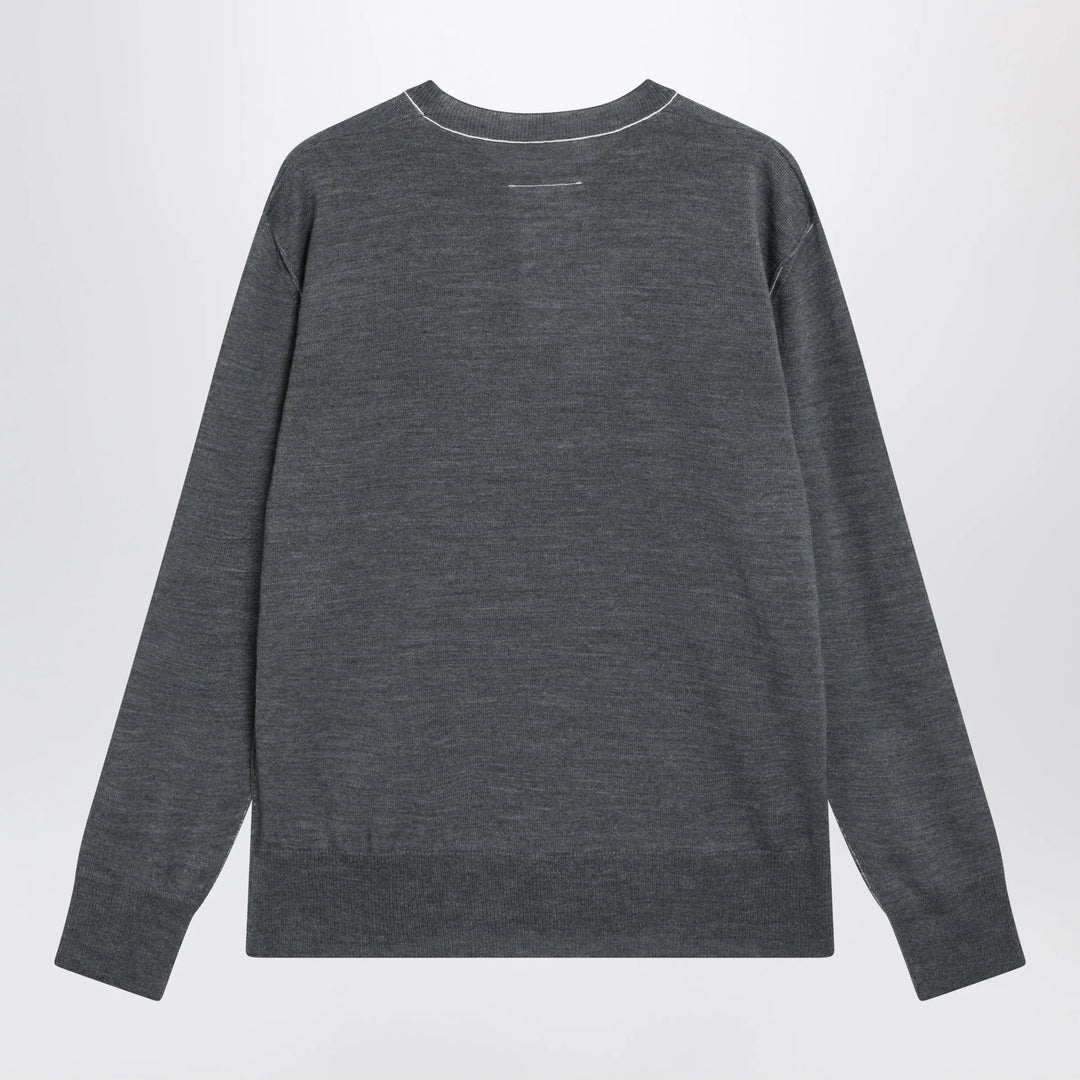 MM6 Maison Margiela - Grey wool sweater with Numeric logo Brand Apparel &amp; Accessories > Clothing > Shirts &amp; Tops