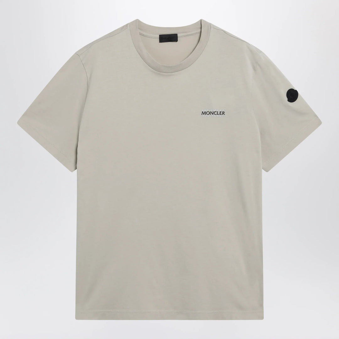 Moncler - Light beige crewneck T-shirt with logo Brand Apparel & Accessories > Clothing > Shirts & Tops S