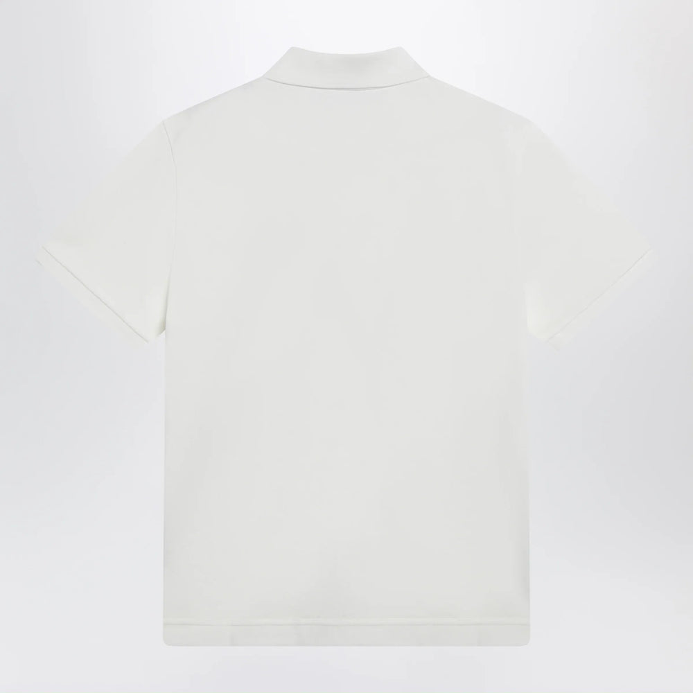 Moncler - White cotton piqué polo shirt with logo patch Brand Apparel & Accessories > Clothing > Shirts & Tops