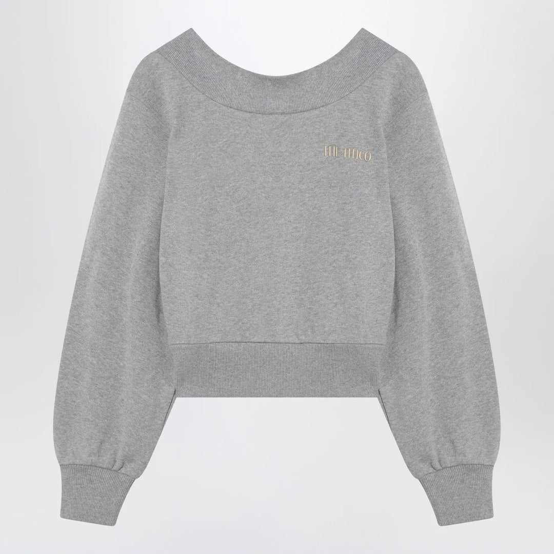 The Attico - Gray mélange/beige sweatshirt with cut out Brand Apparel & Accessories > Clothing > Shirts & Tops 40  IT