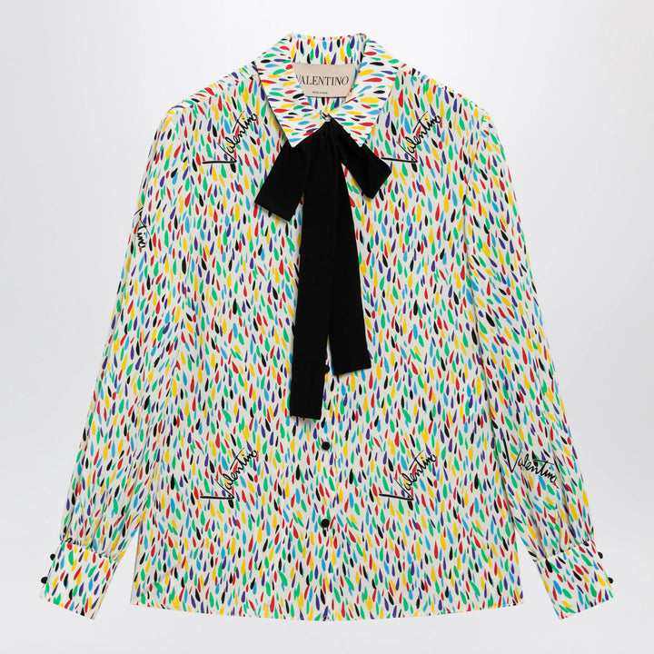 Valentino - Multicolored silk blouse with lavallière Brand Apparel &amp; Accessories > Clothing > Shirts &amp; Tops 38  IT