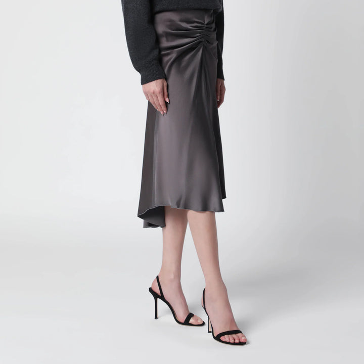 Victoria Beckham - Bela midi skirt in mineral grey crêpe satin Brand Apparel &amp; Accessories > Clothing > Skirts