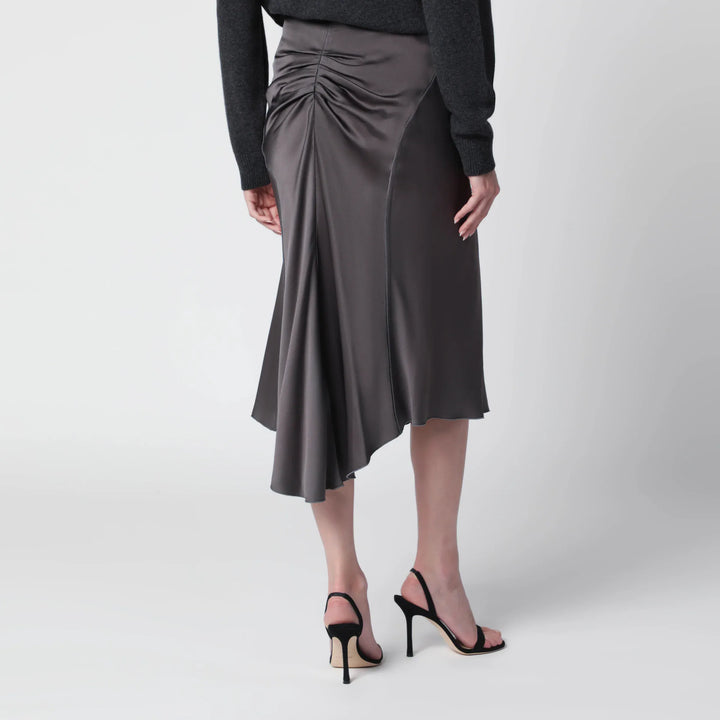 Victoria Beckham - Bela midi skirt in mineral grey crêpe satin Brand Apparel &amp; Accessories > Clothing > Skirts