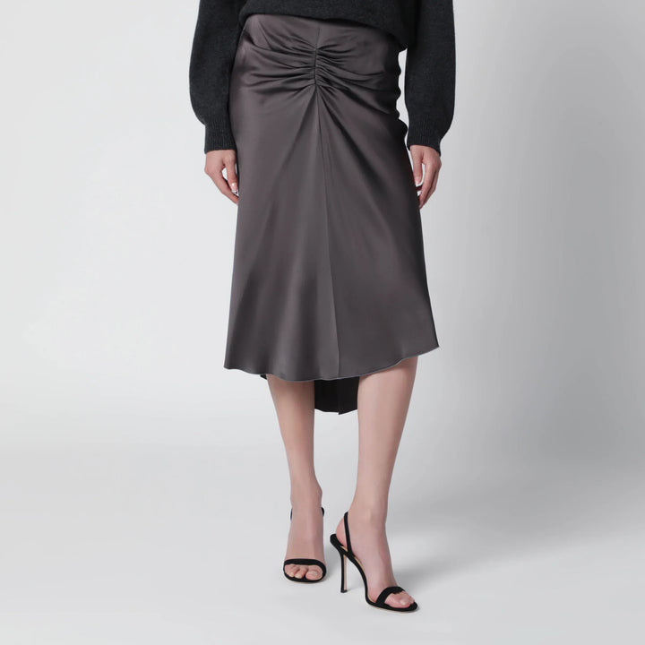Victoria Beckham - Bela midi skirt in mineral grey crêpe satin Brand Apparel &amp; Accessories > Clothing > Skirts 6 UK